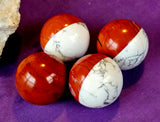 Red Jasper & Howlite Fused Pokemon Ball