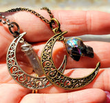 Handmade Assorted Crystal Crescent Moon Necklace
