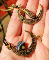 Handmade Assorted Crystal Crescent Moon Necklace