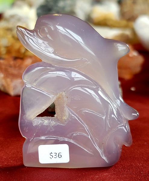 Purple Agate Dolphin Figurine 🐬
