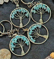 Aquamarine Tree of Life Keychain
