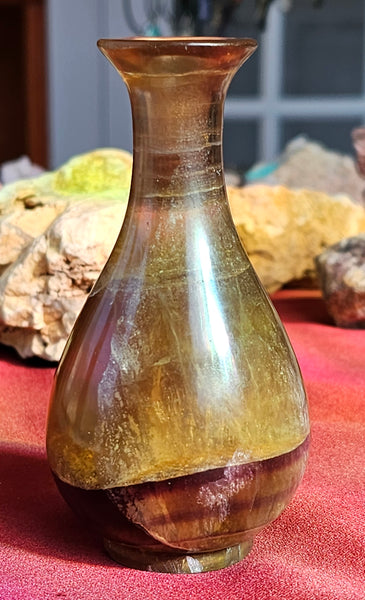 Yellow Fluorite w/Purple Banding a Crystal Vase 💜⚱️💛