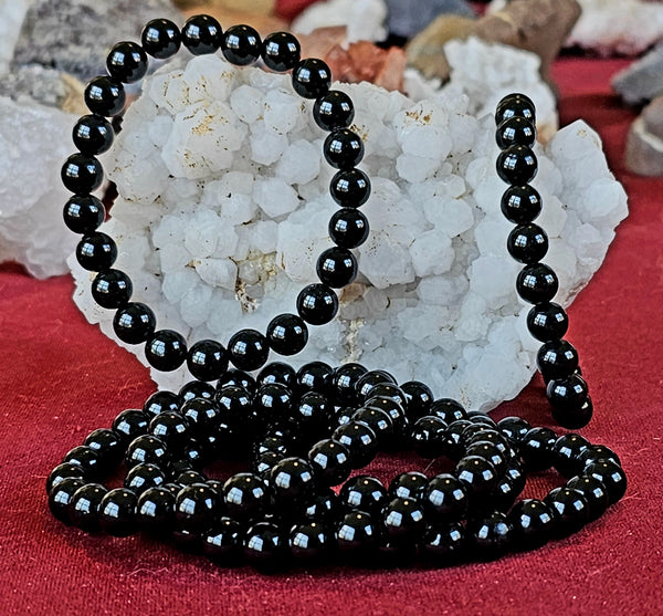 CHARGED Black Obsidian Crystal Bracelet Tumble Polished Stretchy ENERG –  Zenergy Gems