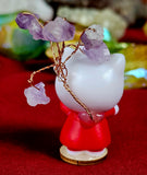 Hello Kitty Figurine w/ Amethyst Wire Wrapped Crystal Tree 😻✨🥹