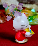 Hello Kitty Figurine w/ Amethyst Wire Wrapped Crystal Tree 😻✨🥹