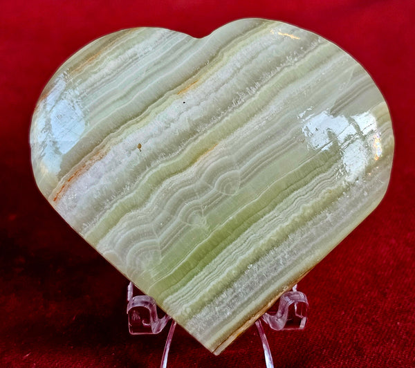 Green Banded Calcite Crystal Heart