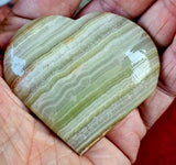 Green Banded Calcite Crystal Heart