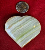 Green Banded Calcite Crystal Heart