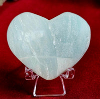 Matte Finish Caribbean Calcite Crystal Puffy Heart