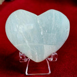 Matte Finish Caribbean Calcite Crystal Puffy Heart