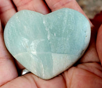 Matte Finish Caribbean Calcite Crystal Puffy Heart