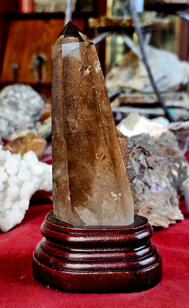 LG. Smokey Quartz Tower w/Stand