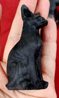 Matte Finish Black Obsidian Egyptian Sphynx Cat Figurine 🐾🖤