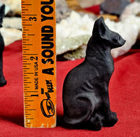 Matte Finish Black Obsidian Egyptian Sphynx Cat Figurine 🐾🖤