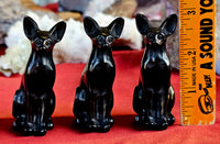 Polished Black Obsidian Egyptian Sphynx Cat Figurine