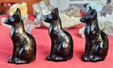 Polished Black Obsidian Egyptian Sphynx Cat Figurine