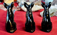 Polished Black Obsidian Egyptian Sphynx Cat Figurine