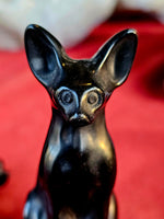 Polished Black Obsidian Egyptian Sphynx Cat Figurine