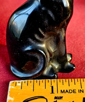 Polished Black Obsidian Egyptian Sphynx Cat Figurine