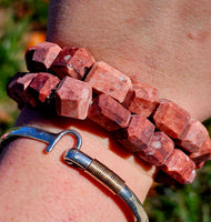 Raw Cut Strawberry Jasper Thick Bracelet 🍓