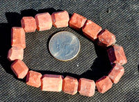 Raw Cut Strawberry Jasper Thick Bracelet 🍓