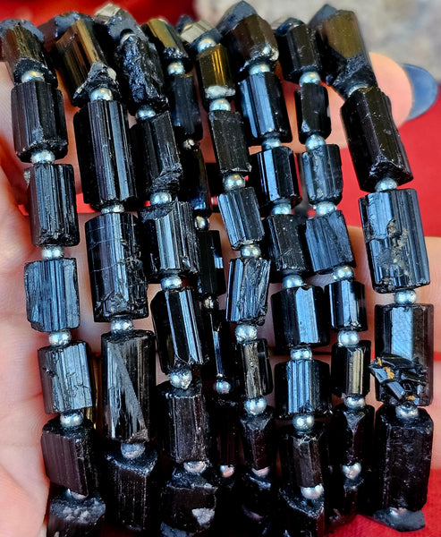 Raw Black Tourmaline w/Hematite Beaded Accents🖤