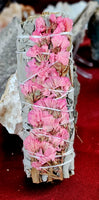 Pink Chrysanthemum & White Sage Smudge Stick 🌬️🌷🩷