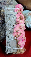 Pink Chrysanthemum & White Sage Smudge Stick 🌬️🌷🩷