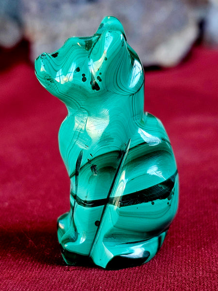 Malachite Kitty Carving 🐈💚🐾