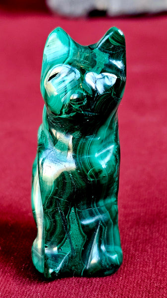 Malachite Cat Carving 🐈💚🐾