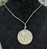 Crazy Lace Agate Disc Pendant on Adjustable Hempcord