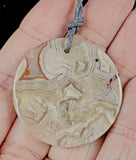 Crazy Lace Agate Disc Pendant on Adjustable Hempcord