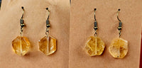 Hexagon Shaped Natural Citrine Silver Dangle Earrings ⚜️💛🎗️