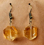 Hexagon Shaped Natural Citrine Silver Dangle Earrings ⚜️💛🎗️