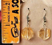 Hexagon Shaped Natural Citrine Silver Dangle Earrings ⚜️💛🎗️