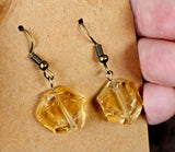 Hexagon Shaped Natural Citrine Silver Dangle Earrings ⚜️💛🎗️