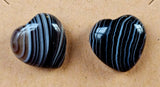 Black Banded Agate Heart Shaped Silver Stud Earrings 🖤