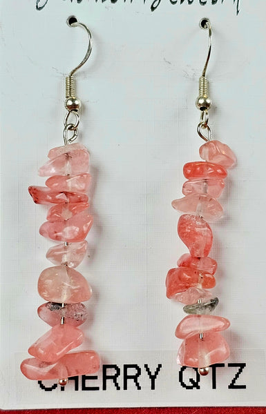 Cherry Quartz Crystal Dangle Earrings 🍒🍓♥️