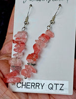 Cherry Quartz Crystal Dangle Earrings 🍒🍓♥️