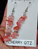 Cherry Quartz Crystal Dangle Earrings 🍒🍓♥️