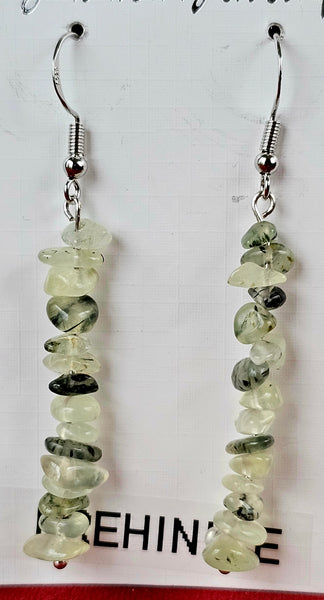 Prehnite w/Tourmaline Crystal Dangle Earrings