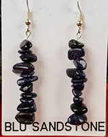 Blue Sandstone Crystal Dangle Earrings