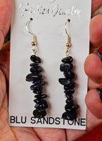 Blue Sandstone Crystal Dangle Earrings