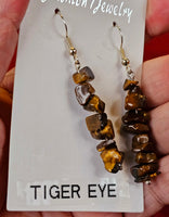 Tiger's Eye Crystal Dangle Earrings 🧡👁️