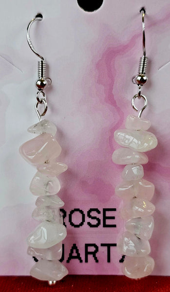 Rose Quartz Crystal Dangle Earrings