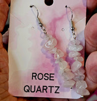 Rose Quartz Crystal Dangle Earrings