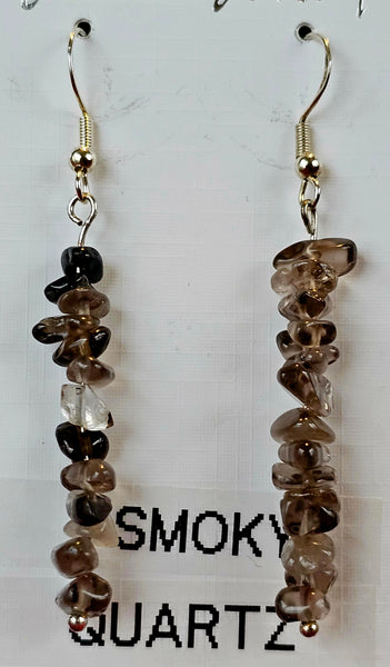 Smokey Quartz Crystal Dangle Earrings 🩶🖤🩶