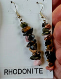 Rhodonite Crystal Dangle Earrings 🩷🖤🩷