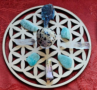 Thick Flower Wooden Burned/Etched Crystal Grid 🔮🌸🥮