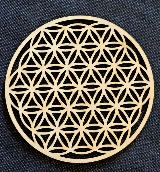 Thin Flower Wooden Burned/Etched Crystal Grid 🔮✨🥮